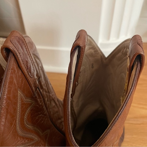 Vintage brown leather and lizard skin cowboy boots - Picture 2 of 6